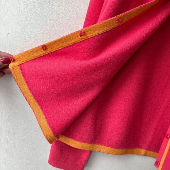 Pink & Peach 100% Cashmere Cardigan - Linda Allard Ellen Tracy - M - Picture 8 of 10